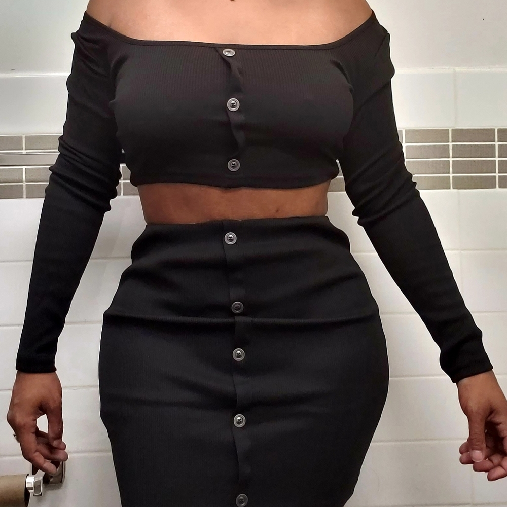 Off Shoulder Two Piece Set-SMALL